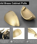 2-Pack Solid Brass Cup Cabinet Pulls in Brushed Brass Finish