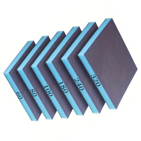Top Shelf Workhorse Sanding Sponge Set Six Piece Kit With 60 To 320 Grit double sided blocks, featuring various grit sizes.