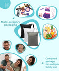 Waterproof Wet Dry Bags Set Of 3 Pack with makeup, gym clothes, food, and family photos; two-pocket reusable organizers.