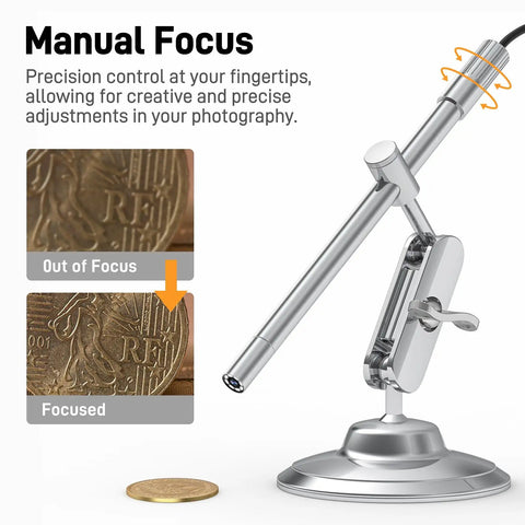 USB C Digital Microscope For Dope Close Ups With 10X To 200X Zoom, Ultra Portable Handheld Camera With 8 LED Lights And Rotating Metal Stand