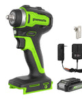 24V Brushless Cordless Three Eighths Inch Impact Wrench A Real Workhorse With 150 Foot Pounds Torque Ultra Compact And Lightweight Quick Change Anvil Includes 2Ah Battery And Compact Charger