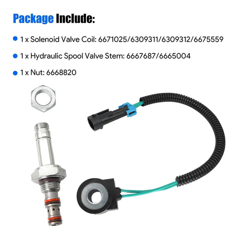 Beefed Up Solenoid Valve Coil And Hydraulic Spool Valve Stem Element Kit For Bobcat Skid Steer Loaders 653 751 753 763 773 863 864 883 963 S175 S185 S205 T250 T300 T320 Replaces 6309311 6667687 Durable Hydraulic Parts