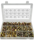 Hardcore Grade 8 Hex Cap Bolts Assortment Kit With Secure Grip Nuts And Washers in a clear organizer box for heavy duty projects.