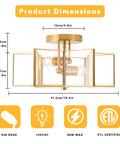 Product dimensions for Two Light Star Ceiling Light With Glass Shade In Modern Brass Finish Close To Ceiling Flush Mount Fixture
