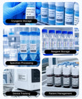M2 300 Dpi Thermal Transfer Label Maker For Waterproof Barcodes And QR Codes Built Different With Crisp Graphics And Solid Build Quality A Real Game Changer For Small Businesses label on cryogenic storage vials in a lab setting