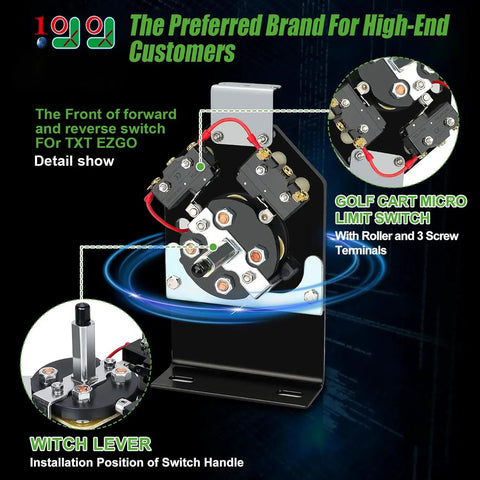 Certified Solid Replacement Golf Cart Forward Reverse Switch Assembly For Ezgo Txt Electric Vans 1994 Up, detailed view of components.