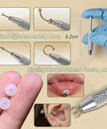 Piercing Tapers Set 14G 16G 18G With Ball Grabber Tool And Insertion Pin For Safe Easy Piercing Of Ear Nose Navel Nipple Lip Eyebrow And Tongue Stainless Steel Hypoallergenic Kit Includes Healing Discs