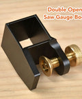 Pro Grade Dovetail Jig Marker And Saw Gauge Set For Woodworking And Furniture Building With Eight Versatile Modules showing black aluminum saw gauge body.