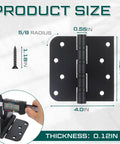 Beefy 3 Pack Black 4 By 4 Inch Ball Bearing Door Hinges stainless steel heavy duty exterior hinges product size dimensions shown.