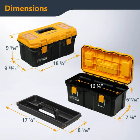 Tough As Nails 19 Inch Tool Box With Trays Lockable Portable Storage Organizer Built Heavy Duty For Shop Gear And Bits Water Resistant Workhorse Chest All Season Workshop Essential