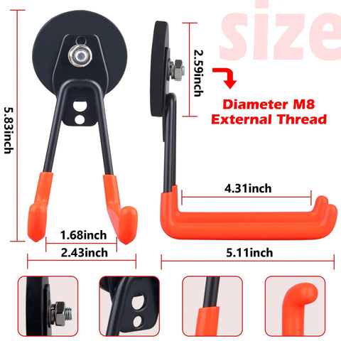 Magnetic Power Tool Organizer For Garage And Workshop Tough As Nails Heavy Duty 2 Pack Rubber Coated Magnetic Hooks dimensions diagram