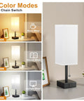 Nightstand Lamp With 3 Color Temperatures 2700K 3500K 5000K, USB C And USB A Ports, Pull Chain Control, Includes LED Bulb, Compact Bedside Lamp