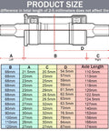 Beefy Square Taper Bottom Bracket With BSA Threads, Sealed Bearings, size chart for frames 68mm to 174mm