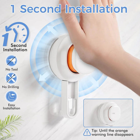 Easy installation of Suction Cup Towel Bar 24 Inch Adjustable No Drill Removable Wall Mounted Towel Rack with hand
