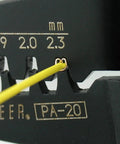 Close-up of Universal Connector Crimping Pliers 175mm for AWG 28 to 18 micro connectors showing precise 2.3mm crimp die.