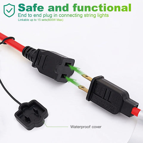 Boss Grade LED Construction String Lights 100W 10000 Lumens 100Ft Length Heavy Duty end-to-end plug detail