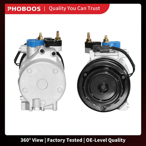 Premium Heavy Duty AC Compressor With Clutch To Keep Your Ford Expedition And Pickup Trucks Plus Lincoln Navigator Fresh During Hot Days Straight Swap Install, 360-degree view showing dual sides.
