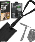 Folding Survival Shovel With Pick And Hoe 3 In 1 Tough As Nails Heavy Duty Carbon Steel Entrenching Tool with carry case