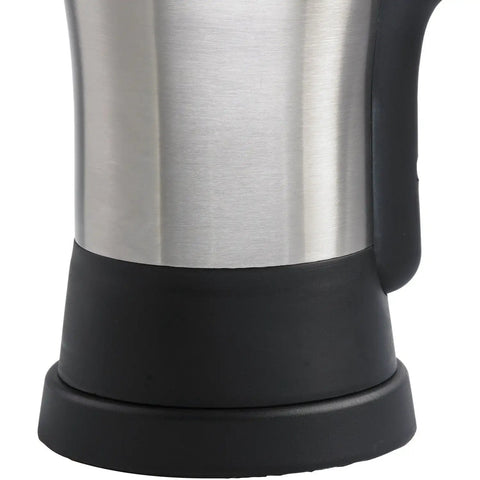 Close-up of Electric Turkish Coffee Maker For Quick Brew 800W Stainless Steel Design With Concealed Heating Element 360 Degree Swivel Base.