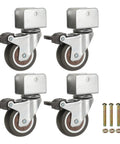 Heavy Duty 2 Inch Swivel Caster Wheels With Brakes, 4 Pack, 1 Inch U Bracket Opening, 55 Lb Capacity, screws shown