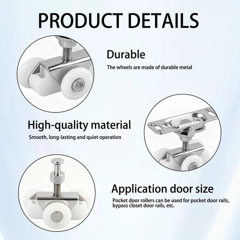 Sliding Door Rollers Replacement Kit For Three Quarter Inch Pocket Doors And Johnson Wheels, Top Hanger Rollers Details
