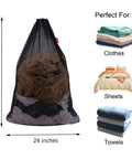 Heavy Duty Mesh Laundry Bags Set 24 x 36 Inches Drawstring Closure Black 2 Pack For Dorms College Travel Apartments Factories