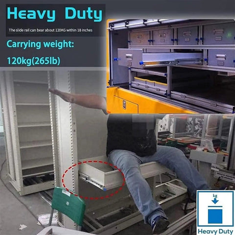 Full Extension Side Mount Drawer Slides For 52 To 60 Inch Drawers, Heavy Duty Rails, Quiet Smooth Glide, Solid Cold Rolled Steel