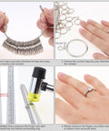 Ring Sizer Mandrel Measuring Tool Kit For Jewelry Making, All In One Gauge Set With Wood Cone, Rubber Mallet in use