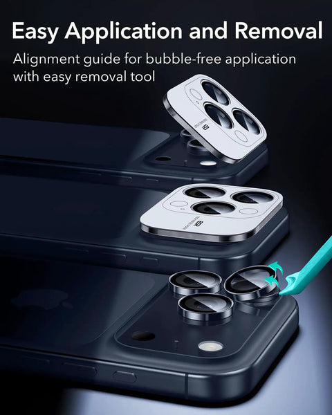 Ultra Tough HD Lens Protector for iPhone 17 Pro Max 17 Pro 16 Pro Max 16 Pro 15 Pro Max alignment guide
