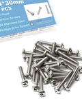 M4x30mm Stainless Steel Pan Head Phillips Machine Screws 0.7mm Pitch 1.18 Inch Fully Threaded Bolts Pack of 30 for DIY Projects
