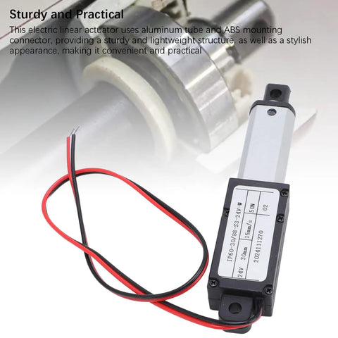 Sturdy Mini Linear Electric Actuator With Fast 15mm Second Speed And Aluminum Tube for robotic projects with black and red wires.