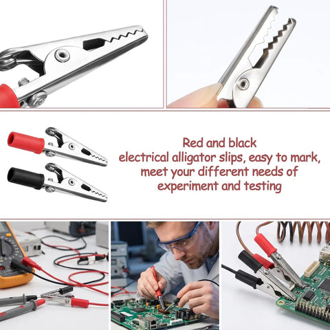 Dope 40 Pc Metal Alligator Clips Electronic Test Clamps Red And Black Kit With Sturdy Plastic Handles For Heavy Duty Battery Testing And Circuit Checks, 6 cm clips