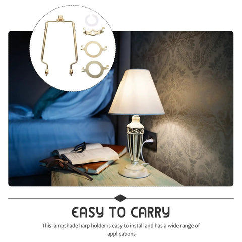Adjustable Lampshade Harp Holder Kit With Lampshade Bracket And Hardware, Easy Install For Table Lamps, close-up view