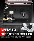 175A MIG Welder with Synergistic Auto Settings and Brown Body showing wire feeder and spool compatibility