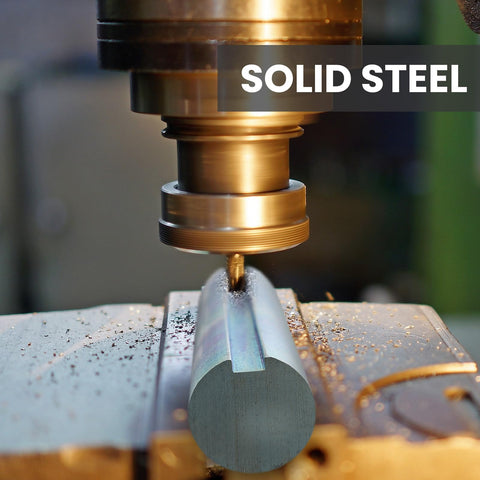 1 Inch Round Keyed Shaft With 1/4 x 9/64 Inch Keyway, 1.5 Ft Long, 1045 Carbon Steel, Slip-Proof Drive Shaft For Machinery, Beefy, Heavy-Duty Durable Keyed Shaft For Motors And Equipment in a milling machine setup