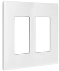2-Gang Screwless Decorator Wall Plate Outlet Cover for Outlets, glossy white finish, unbreakable polycarbonate, side view