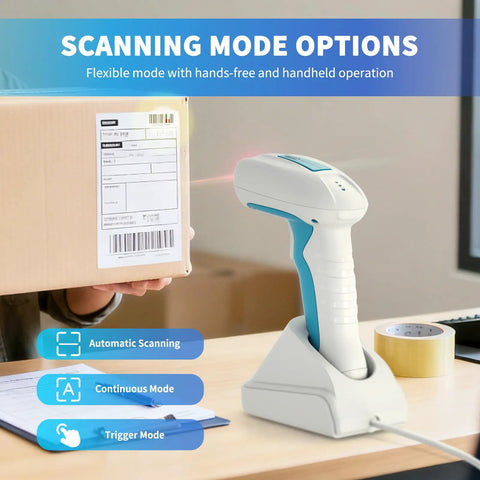 Beast Mode Industrial Barcode Scanner With Wireless 2D QR Capture And IP67 Waterproof Defense Built Tough scanning a package.
