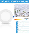 Heavy Hitter 6 Inch Slim Recessed Led Downlight With Junction Box Ic Rated Dimmable Can Light 5000k Daylight frosted lens with specs