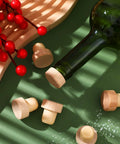 Green bottle sealed with 24 Piece T Shaped Cork Plugs Set Reusable Wooden And Rubber Wine And Beer Bottle Stoppers For Fresh Tastes