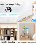 DUORAN cordless electric vacuum pump, white with blue accents, USB rechargeable; shown in closet and on nightstand.
