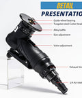 Mini 45-degree chamfering tool, handheld pneumatic beveler, black with adjustable valve and 1/4 in air inlet