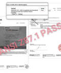 Certification document displaying ANSI Z87.1 pass for Anti Fog Safety Glasses For Healthcare Workers.