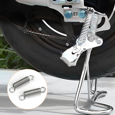 Five Piece Stainless Steel Extended Tension Spring Kit With Dual Hooks on motorcycle stand with wheel