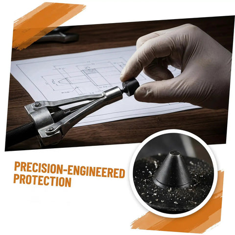 Heavy Duty Metal Shaft Protector Kit With Conical End Guard For Grip O Matic Pullers and axle protection stops noise and wear on machine spindle hardware for industrial upgrades and rapid cabinet refurbishment projects, demonstrating installation.