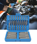 Ultimate 50-Piece HaloVerde Magnetic Driver Bit Kit With Extra Long Security Bits, Heavy Hex Torx Spline Tools For Precision Screwdriver Work On Any Project. Blue case open with 50-piece steel security driver bits for car repair