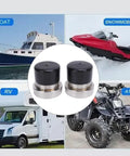 2 Pack Heavy Duty Trailer Bearing Protectors 2.441 Inch Diameter Stainless Steel Aluminum Alloy Wheel Bearing Guards With Auto Check Grease Level Design for boat, snowmobile, RV, and ATV trailers