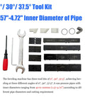 Top Shelf Electric Internal Expansion Pipe Beveler And Tube Chamfer Tool Built Different For Smooth Metal Fabrication Work With Hella Precise Angle Adjustments For 1.57 To 4.72 Inch Tubing tool kit displaying three bevel angles and various sized cutting bits