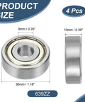Four Pack 9x30x10mm Deep Groove Ball Bearings Chrome Steel Double Shield ABEC 5 for Electric Motors Home Appliances