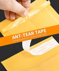 Close-up view of Bubble Mailers 3.5x5 Inch 50 Pack Self Sealing Waterproof Cushioned Envelopes Yellow Padded Mail Bags with ant-tear tape.