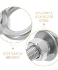 Beefy Heavy Duty Stainless Steel Swing Hardware Kit With Eye Bolts And Fixed Installation Buckles For Hammocks And Swings High Load Capacity With Quick Setup Screws And Bolts, stainless steel eye bolt close-up